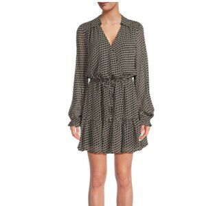 PAIGE Lizabeta Silk Shirt Dress - Houndstooth